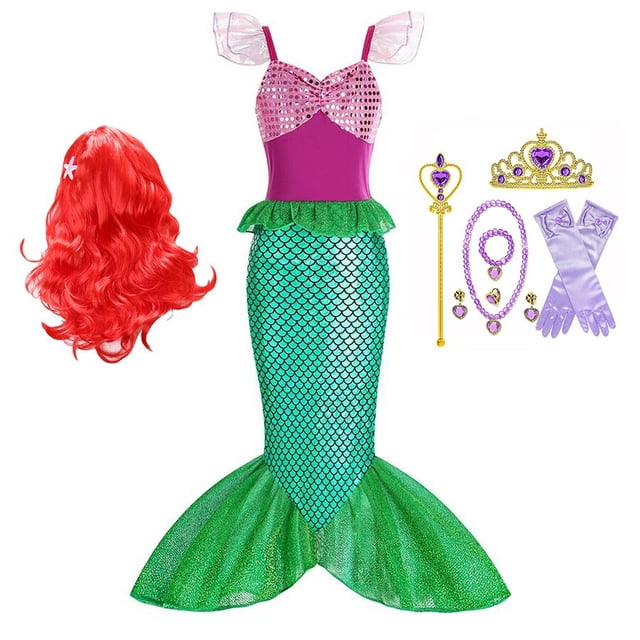 Disfraz de sirenita para niñas, vestido de princesa Ariel, Halloween, Carnaval, fiesta de cumpleaños, ropa de bebé zhangmengya unisex