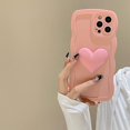thumbnail image 3 of Pink Heart Phone Case Compatible with iPhone 11, Cute 3D Big Love Heart Phone Case, Curly Wave Shape Heart Phone Cover with Heart Bracelet for Women Girls, 3 of 12
