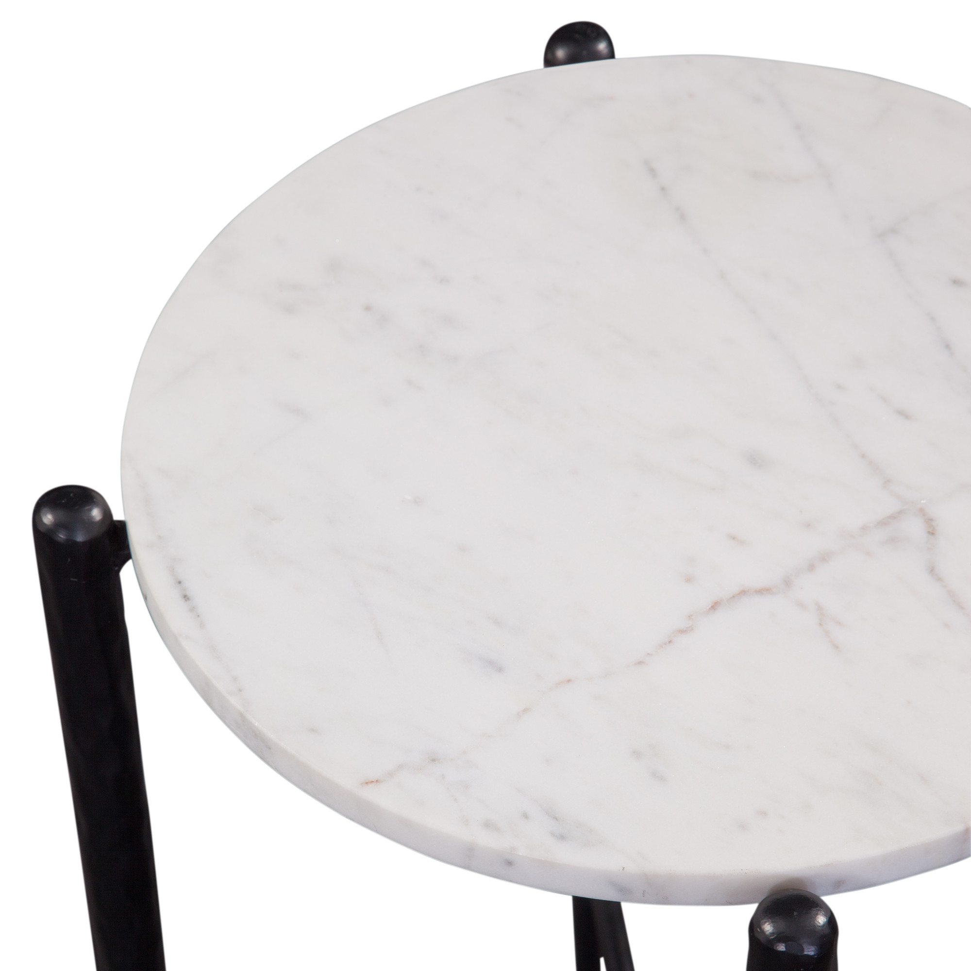 Steve Silver Loxie White Marble Top Round End Table