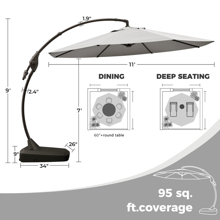 11 foot patio umbrella replacement TheLAShop 11 ft 3-Tiered Tilting Patio Umbrella with Lights 8-Rib