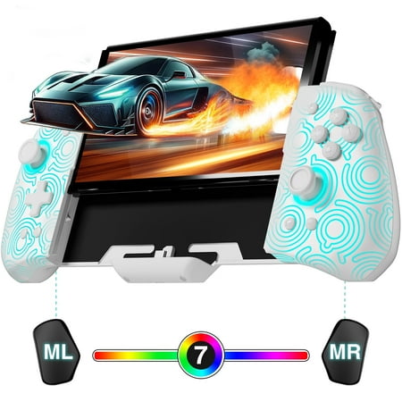 FUNLAB Nintendo Switch Controller, Ergonomic Joy-Con Grip, RGB/Turbo/Mapping/Hall - Withe