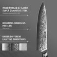 thumbnail image 4 of Cuchillo de chef Hecef cuchillo de cocina japonés de acero Damasco de 8 pulgadas cuchillo profesional extra afilado VG10, 4 of 10