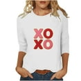 thumbnail image 2 of RKSTN Valentine's Gifts Women's 3/4 Sleeve T Shirts Top Oversized Crewneck Valentines Graphic Print Short Sleeve Shirt Womens Casual Solid Round Neck Loose Three Quarter Sleeve Shirt Spring Clothes, 2 of 7