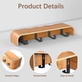 thumbnail image 3 of Coat Rack Wall Mount with Hidden Hooks, Wall Hooks with Shelf, Wall Key Holder Mount Wooden Shelf Entryway Hooks for Bedroom Bathroom for Hanging Coats Hats Dog Leashes Bags Towels, 3 of 7