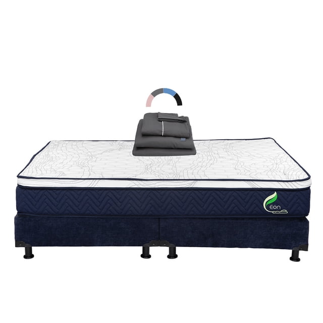 Colchón King Size Eon + Box Base Cama + Sábanas Royal