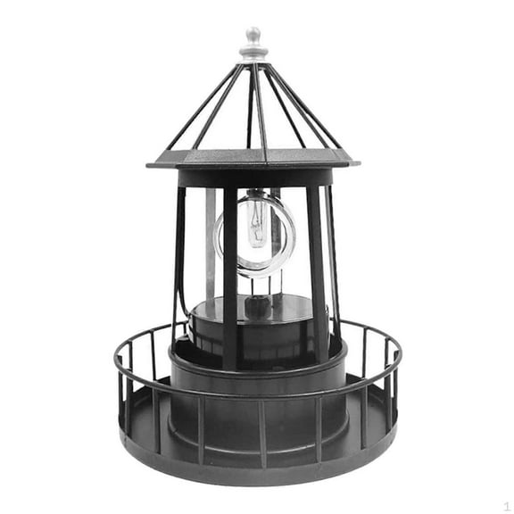 Solar Powered Lighthouse, Degree Rotating Lamp, IP65 Waterproof LED Lighthouse Garden Yard