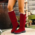 thumbnail image 2 of Gyexs Winter Snow Boots for Women Fashion Cozy Warm Fleece Lined Suede Boots Mid Calf Round Toe Ankle Booties Christmas Red & Size 7, 2 of 9