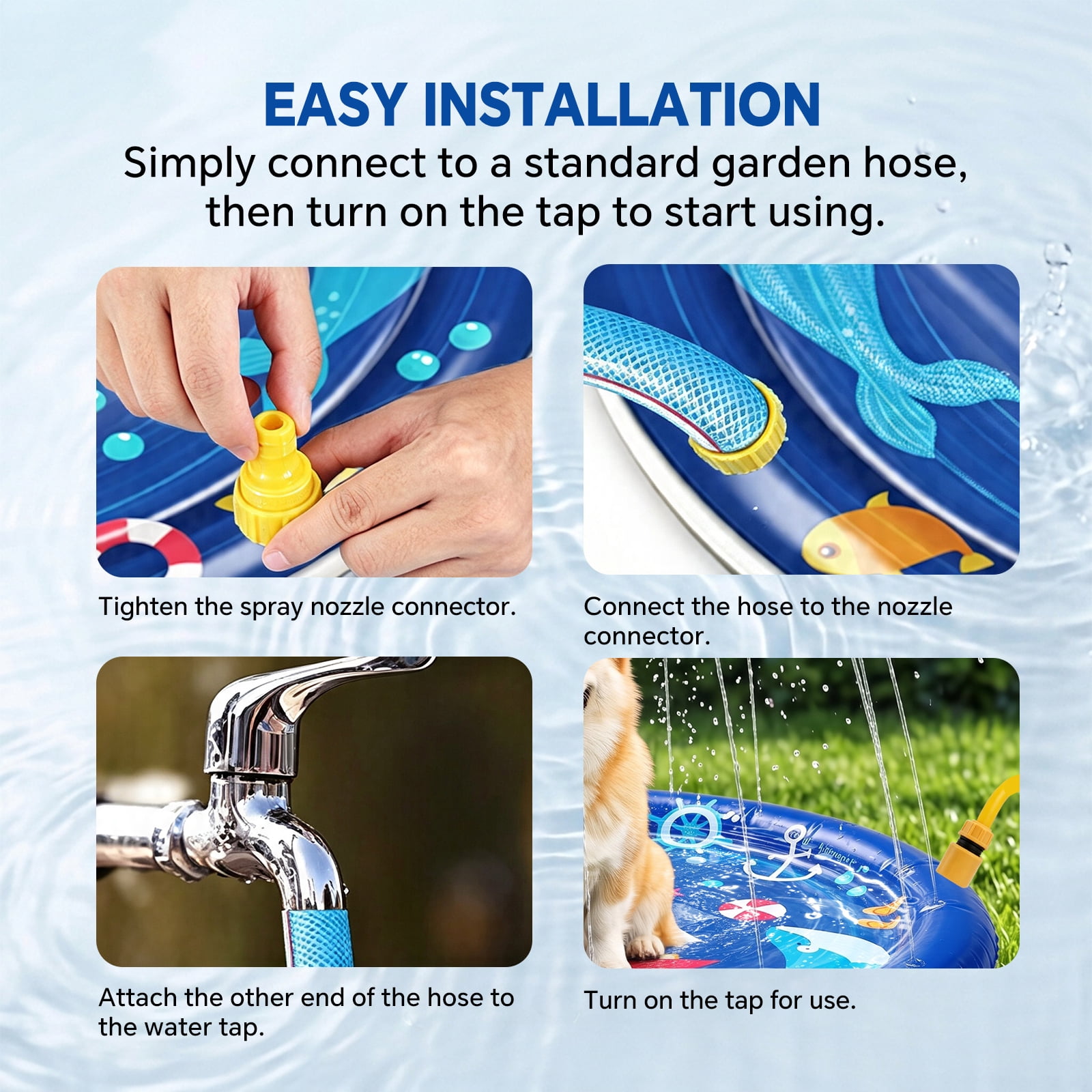 Pet Water Mat, 39.37" Summer Cool Water Sensory Play Mat, Thickened Inflatable Cooling Waterbed, Anti-Scratch Leak Proof Pad for Cats Dogs, Blue