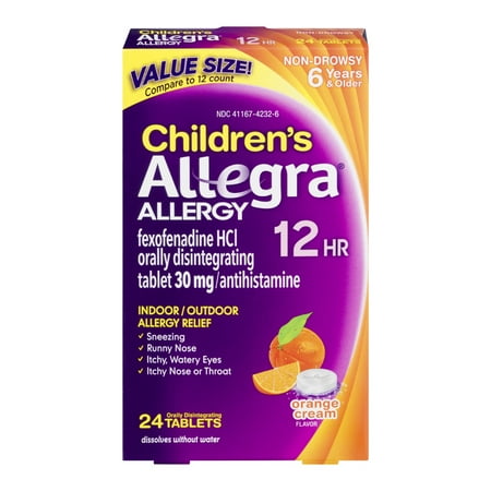 - Allegra Children's Orally Disintegrating Tablets, Orange Cream 24ct