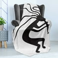 thumbnail image 4 of Kokopelli Soft Flannel Fleece Blanket, Monochrome Minimalistic Tribal Musical and Fertility Cultural Folk Art, Cozy Plush for Indoor and Outdoor Use, 50" x 70", Dark Taupe and White, by Ambesonne, 4 of 5