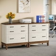 thumbnail image 3 of Tribesigns 3-Drawer File Cabinet, Lateral Filing Cabinet for A4/Letter/Legal Size, Wood Office Storage Cabinet Printer Stand for Home Office, Living Room, White and Walnut, 3 of 8