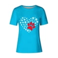thumbnail image 4 of Lilgiuy National Pet Day Dog Paw Love Heart Print T-Shirt for Women Summer Solid Color Short Sleeve Soft Lightweight Cute Dog Mom Graphic Tees Tops Gift for Dog Lovers(Sky Blue,XL), 4 of 4