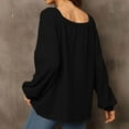 thumbnail image 3 of Blusa Cuello cuadrado Color puro Linterna Manga larga Dobladillo casual Top de moda para mujer, 3 of 5