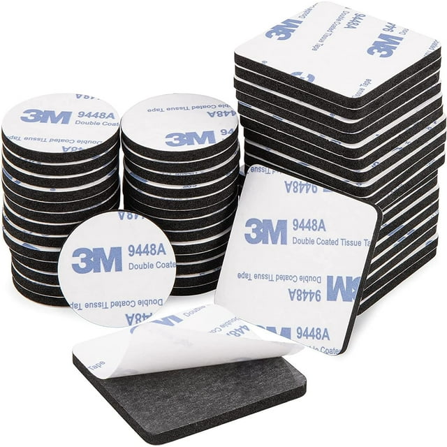 Mistaha Ensemble de Rubans Adhésifs Noirs en Mousse EVA Double Face - 2mm d'Épaisseur, 100 Pcs Rondes, 50 Pcs Carrées