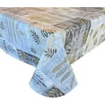 thumbnail image 5 of Newbridge Arezzo Contemporary Leaf Print Vinyl Flannel Backed Tablecloth - Grey, Gold and Silver Modern Block Leaves Easy Care Indoor/Outdoor Tablecloth, 52” x 70” Oblong/Rectangle, 5 of 7