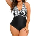 thumbnail image 1 of GFDYREE Women Plus Size One Piece Swimsuits V Neck Tummy Control Bathing Suits Front Cross Swimwear, 1 of 7