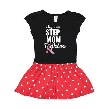 

Inktastic Breast Cancer Awareness My Step Mom is a Fighter Gift Toddler Girl Dress