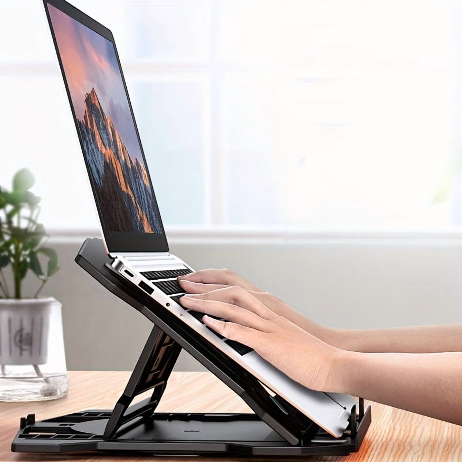 Portable Adjustable Laptop Stand - ABS Material, Height-Adjustable, Cooling Function, Rotatable Base for 13-15 Inch Laptops, Office Desk Accessory