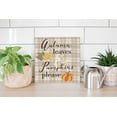 thumbnail image 4 of Autumn Leaves Pumpkins Cream Plaid 12 x 12 Wood Wall Sign Plaque, 4 of 4