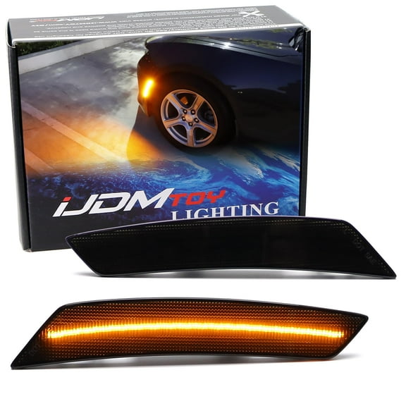 Black-Out Smoked Lens 36-SMD Amber Full LED Front Bumper Side Marker Light Kit For Chevrolet 2022-2024 Equinox, Replace OEM Amber Front Sidemarkers