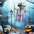 thumbnail image 4 of Dserhfy 6 FT Halloween Flying Witch Decor Voice Activated Animatronic Witch on Broom with Light-up Eyes for Garden Yard Lawn Outdoor Indoor Decor, 4 of 8