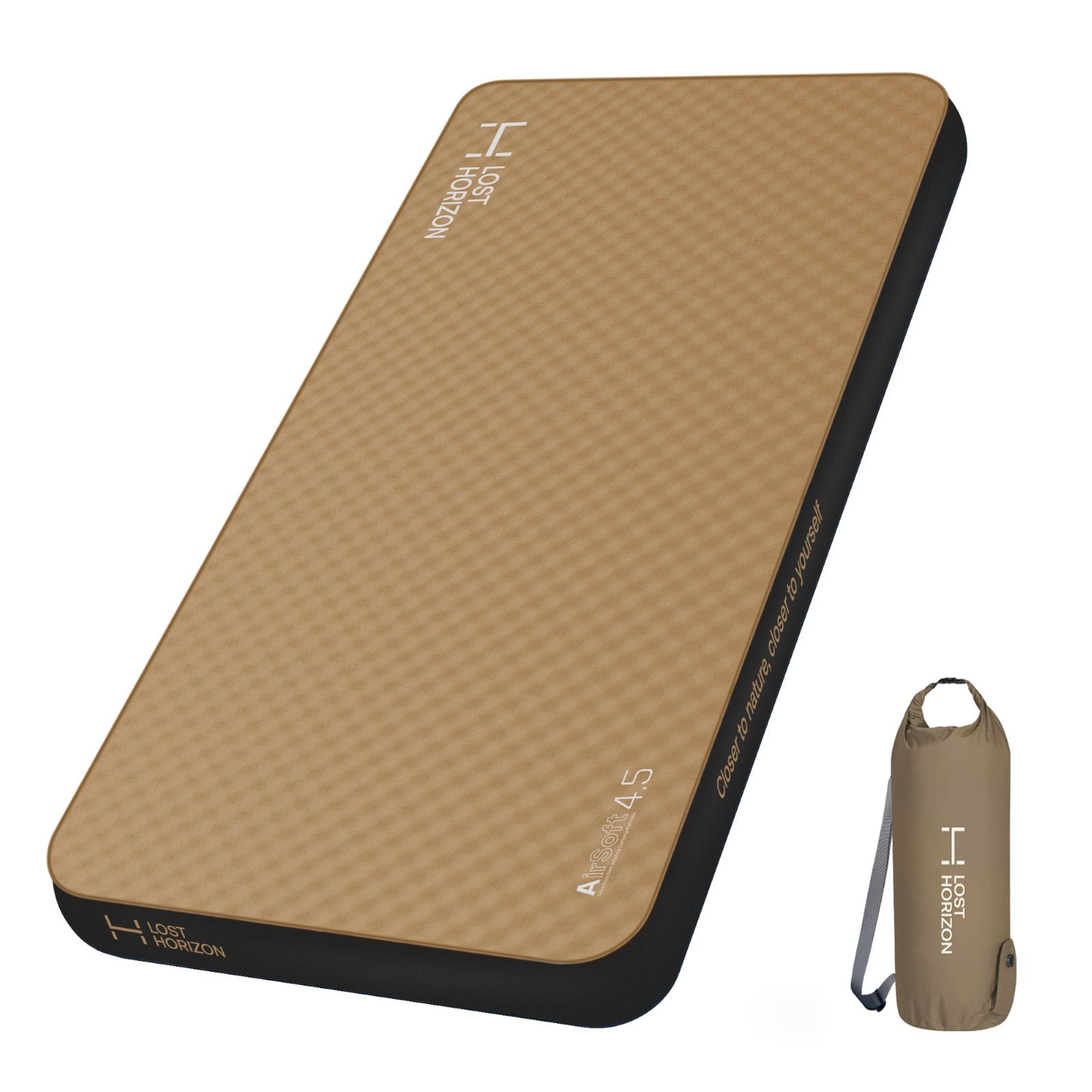 LOSTHORIZON Airsoft 4.5” Thick Self Inflating Sleeping Pad with Solid Foam, Camping Mattress