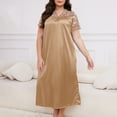 thumbnail image 5 of yillto Womens Plus Size Nightgowns Satin Silky Lace Short Sleeve V Neck Loose Sleepwear Nightdress, 5 of 6