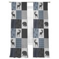 thumbnail image 2 of Abstract Vintage Plaid Sheer Curtains 96 Inches Long 2 Panels Black Elk Bear Forest Farm Light Filtering Semi Sheer Window Curtains Drapes for Bedroom Living Room 52"x96", 2 of 7