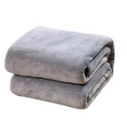 NUOLUX Pure Color Flannel Fleece Blanket Couch Solid Color Bed Blanket Sheet 100x140cm (Silver Grey)