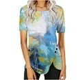 thumbnail image 2 of Itsame Short Sleeved Undershirt Tops for Womens Shirt Printed Round Neck Button T-Shirt Blouses Multicolor Size L, 2 of 5