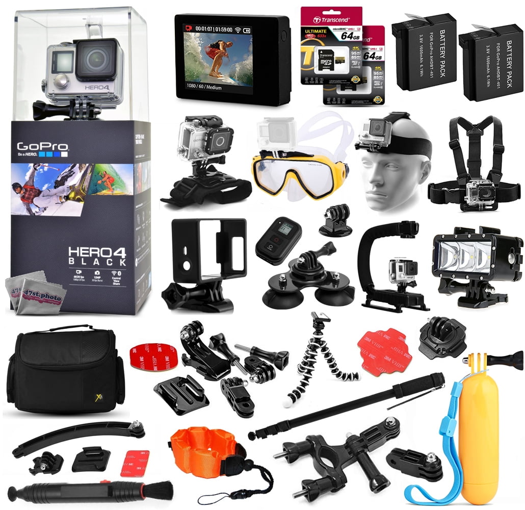 Buy GoPro Hero 4 HERO4 Black Edition CHDHX-401 Kit with 128GB Memory + Diving Mask + Waterproof LED Light + LCD Display +... by GoPro