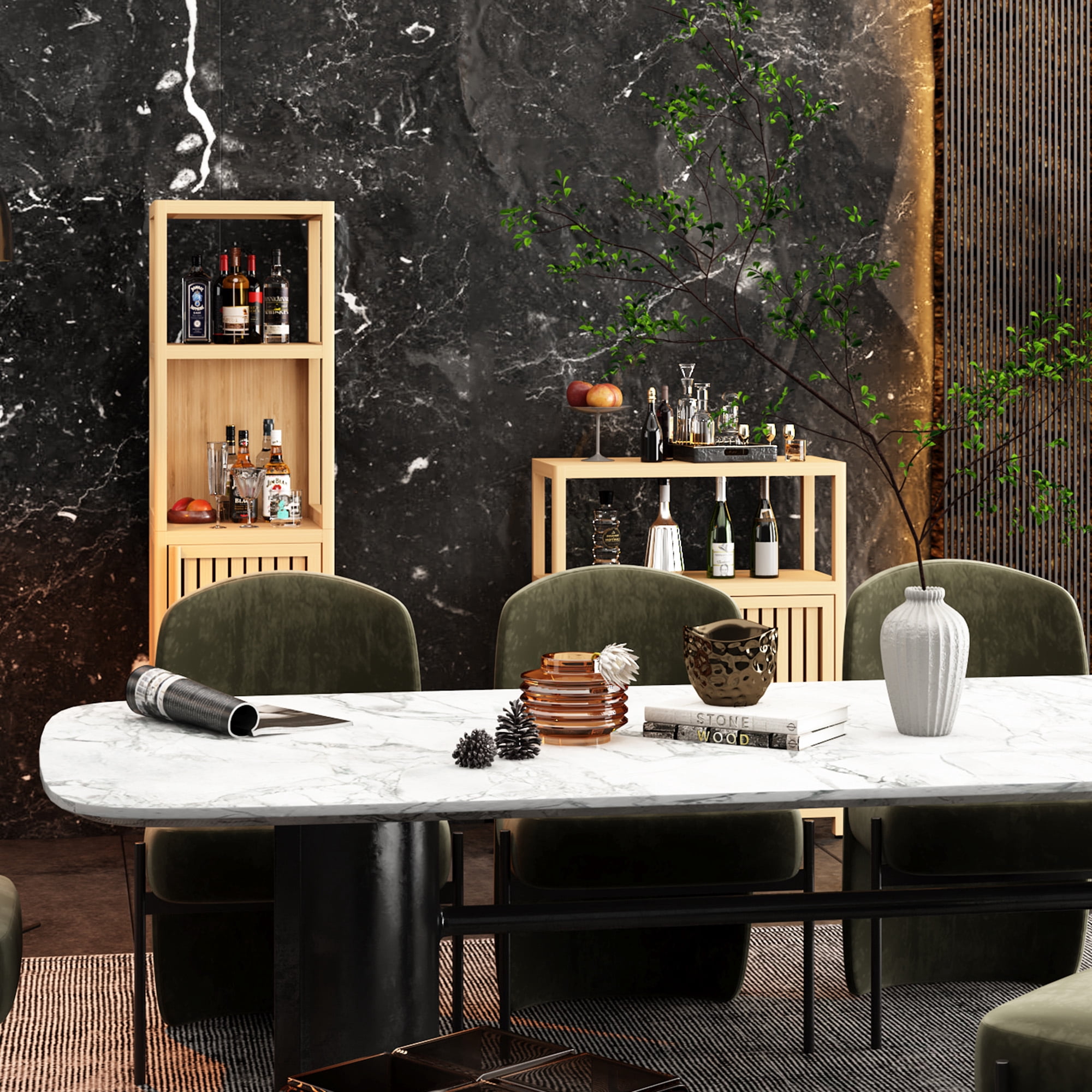 Large capacity multifunctional bamboo storage cabinet furniture for bathroom and living room