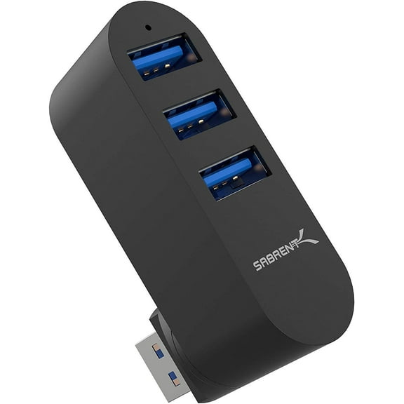 Sabrent Premium 3-Port Aluminum Mini USB 3.0 [90??/180?? Degree Rotatable] (HB-R3MB)