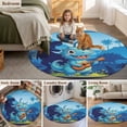 thumbnail image 5 of Funny Dinosaur Round Area Rug 5Ft Washable Circle Rugs for Living Room Bedroom, Playing Guitar Palm Tropical Blue Silhouette Non-Slip Carpet Floor Mats Indoor Outdoor Carpet Runner Home Decor, 5 of 8