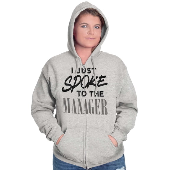 I Spoke to the Manager Karen Quote Womens Plus Size Graphic Zipper Hoodie Brisco Brands 2X