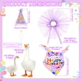 thumbnail image 6 of 3 Pcs Happy Birthday Porch Goose Outfit for 17" Cement Lawn Goose Clothes Happy Birthday Hat and Tutu Skirt Bandana(Purple), 6 of 10