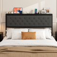 thumbnail image 3 of ARICOEASY Queen Size Storage Headboard with Charging Station, Upholstered Button Tufted Headboard, Easy Assembly, Dark Grey, 3 of 9