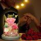thumbnail image 4 of Decoración de flores eternas con cubierta de cristal rosa con luz, regalos de cumpleaños, regalos festivos para familiares y amigos, 4 of 5