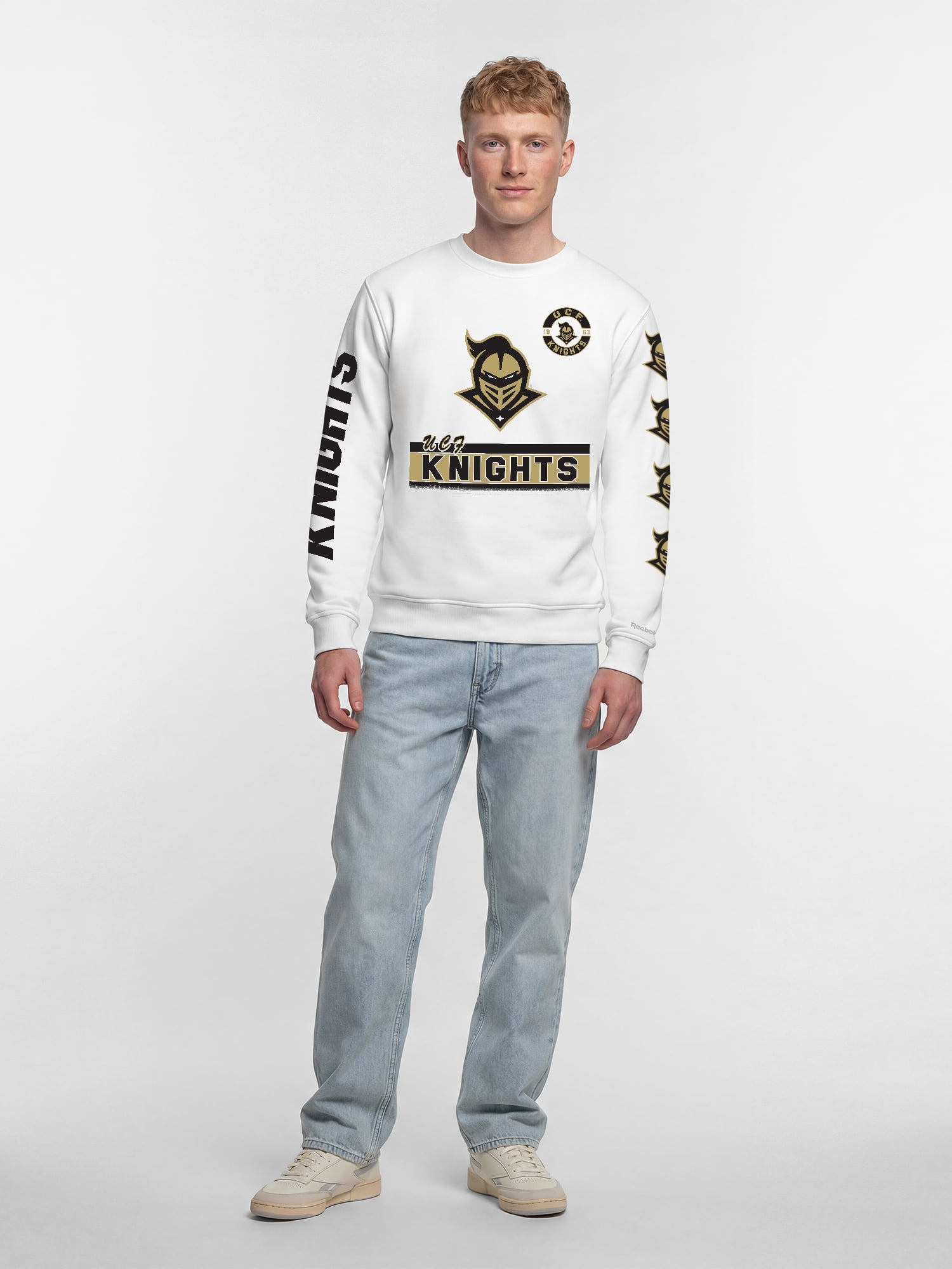 Central Florida Knights Reebok Mens White Crew Sweatshirt