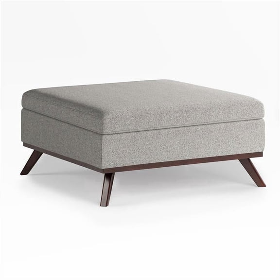 Simpli Home Owen 36 in. W Square Coffee Table Storage Ottoman in Cloud Gray Polyester Fabric