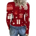 thumbnail image 4 of Christmas Shirts for Women Ribbed Knit Tops Graphic Merry Christmas Tree Print Fitted Long Sleeve Tee Top Fall Winter Trendy Clothes, 4 of 6