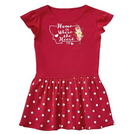 

Inktastic Montana Home is Where the Heart is with Watercolor Floral Gift Toddler Girl Dress