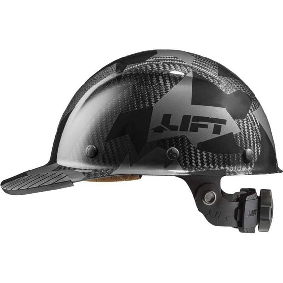 Lift Safety Hard Hat Dax Full Black Camo Carbon Fiber Cap Style