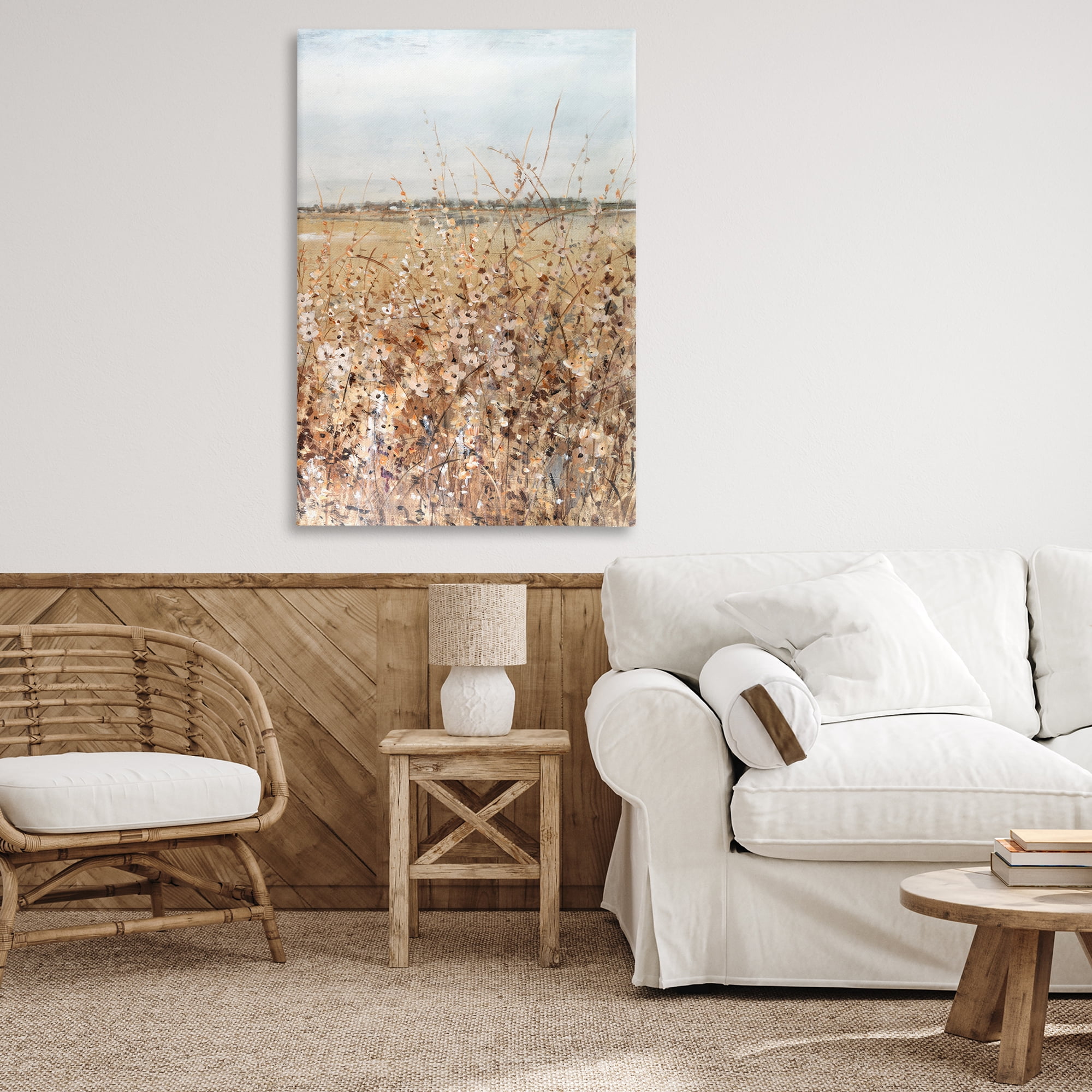 Stupell Industries View Through Meadow Flowers Landscape & Nature Painting Wrapped Canvas Art Print Wall Art, 30 x 45