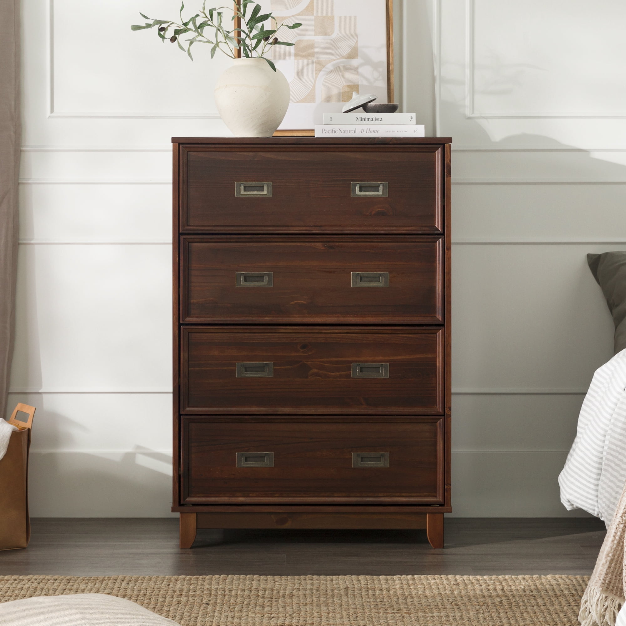 Walker Edison 42" Solid Wood 4-Drawer Framed Chest - Walnut