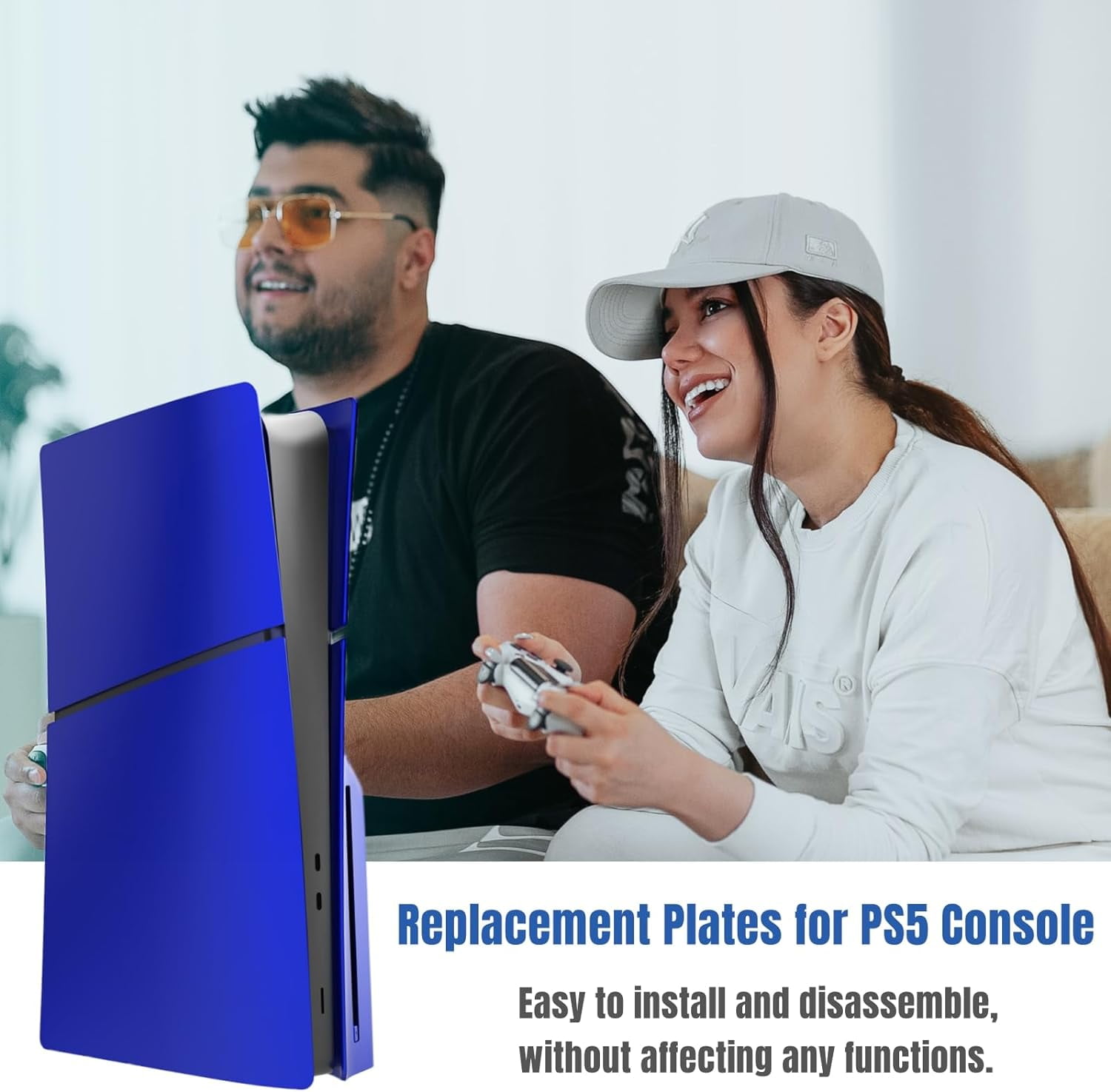 Disc Edition Cover Plates for PS5 Slim Console, Shell Panels Compatible with Playstation 5 Slim Accessories Protective Replacement Faceplate (Cobalt Blue)