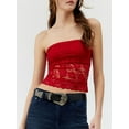 thumbnail image 5 of Yunliwuli Women's Summer Slim Tube Tops Sleeveless Strapless Off Shoulder Lace Floral Tops, 5 of 9