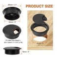 thumbnail image 4 of 2 Inch / 50mm Black Desk Grommet, Wire Cord Cable Hole Cover, Office PC Table Desk Cable Grommet Cord Organizer, 2Pcs, 4 of 7