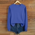 thumbnail image 2 of miqiqism Casual Solid Color Women's Blouses Cozy Long Puff Sleeves Tees Juniors Round Neck T Shirts Teen Girls Fashion Loose Fit Sweatshirts Tunic Tops,Blue,X-Large, 2 of 6