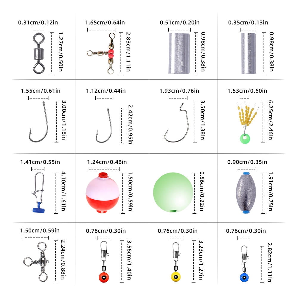 Suodoka 239‑Piece All‑In‑One Fishing Tackle Kit – Hooks, Swivels, Sinker Weights, Float Bobbers, 3‑Way Swivels & More in a Portable, Transparent Compartment Box